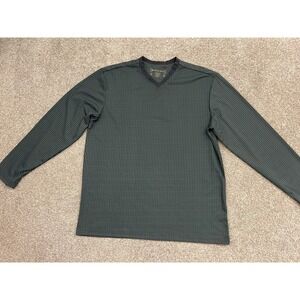 Positano Ribbed V-Neck Shirt Mens Large Green Excellent Long Sleeve MT35936